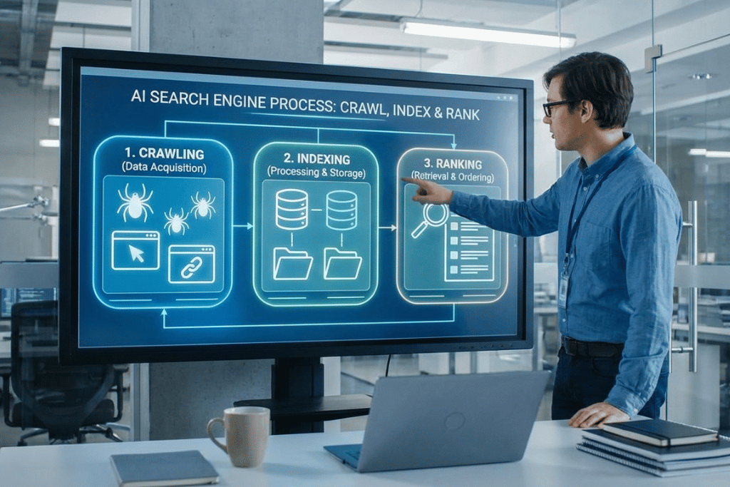 How AI Search Engines Crawl, Index & Rank Content